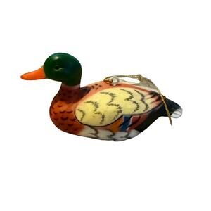 Vintage Mallard Duck Decoy Ornament Made in Hong Kong Male Hunting